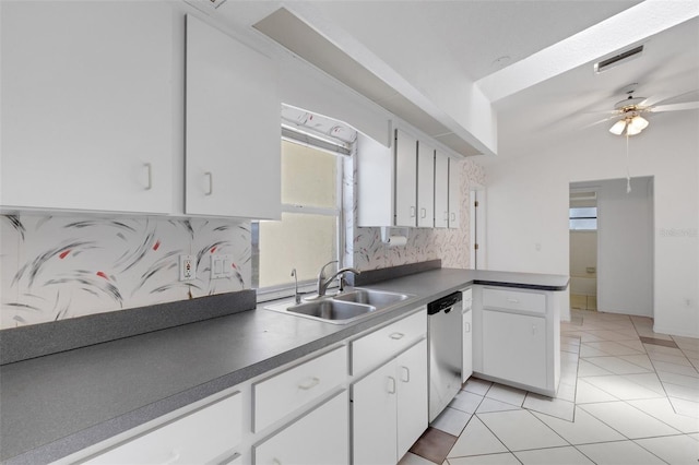 1026 Graham Rd, Venice, FL 34293 - kitchen with dishwasher, backsplash, plenty of natural light, and ceiling fan
