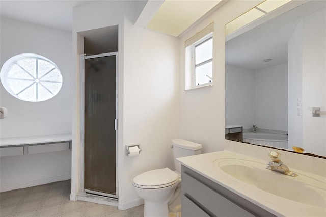 1026 Graham Rd, Venice, FL 34293 - bathroom with vanity, a stall shower, and tile patterned floors