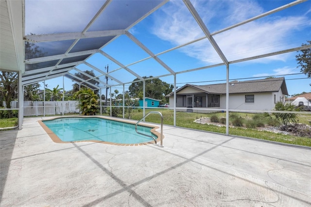 1026 Graham Rd, Venice, FL 34293 - view of pool featuring a patio area, a yard, and glass enclosure