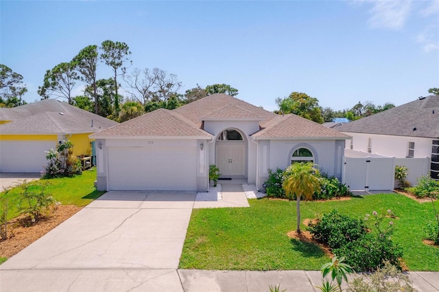 5410 Matthew Ct, Sarasota, FL 34231 - mediterranean / spanish-style home with a garage, stucco siding, concrete driveway, and a gate