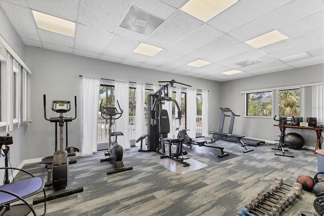 1500 Sunset Rd Unit B4, Tarpon Springs, FL 34689 - exercise room featuring carpet and a drop ceiling