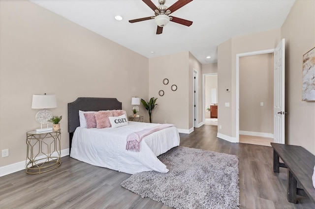 13503 22nd Ct E, Parrish, FL 34219 - bedroom with wood finished floors, recessed lighting, and a ceiling fan