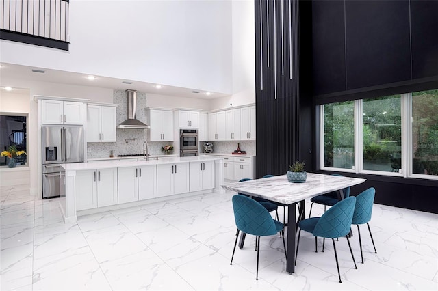1841 Moorings Ct, Clermont, FL 34711 - dining space with a high ceiling and light marble finish floors