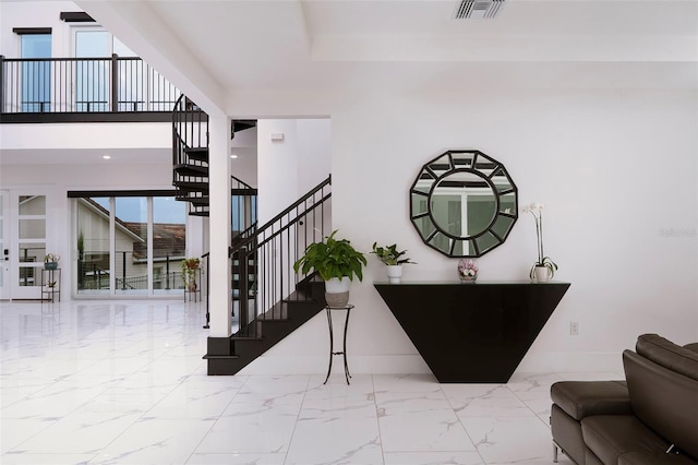 1841 Moorings Ct, Clermont, FL 34711 - stairs with baseboards and marble finish flooring