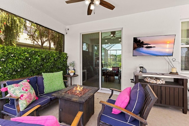 4617 Garden Arbor Way, Bradenton, FL 34203 - view of patio featuring an outdoor fire pit and a ceiling fan