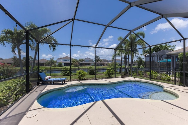4617 Garden Arbor Way, Bradenton, FL 34203 - view of pool with a residential view, a patio area, and glass enclosure