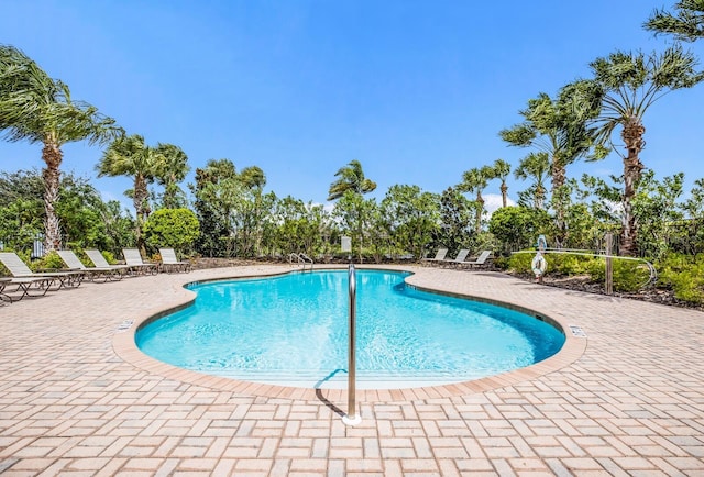 4617 Garden Arbor Way, Bradenton, FL 34203 - community pool featuring a patio area and view of wooded area