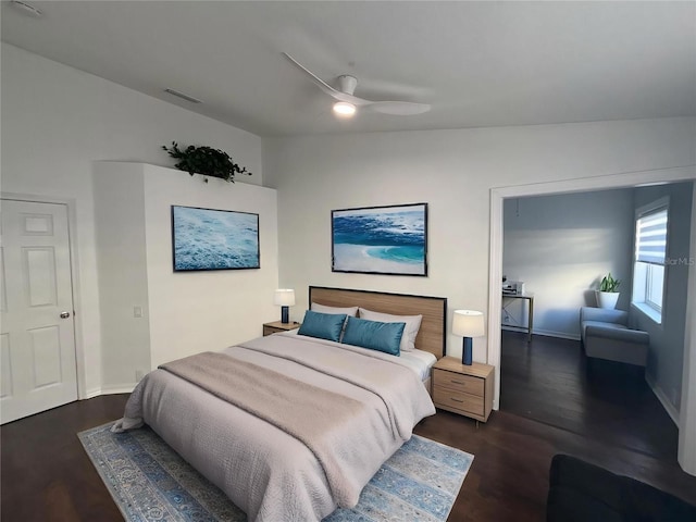4907 Kilty Ct E, Bradenton, FL 34203 - bedroom with wood finished floors and a ceiling fan