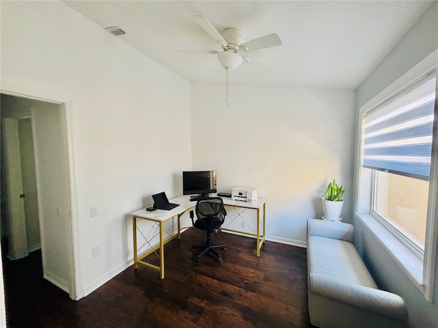 4907 Kilty Ct E, Bradenton, FL 34203 - office with wood finished floors and a ceiling fan