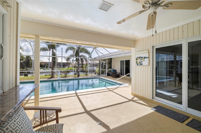 2807 Coral Way, Punta Gorda, FL 33950 - swimming pool featuring a patio area, ceiling fan, and glass enclosure