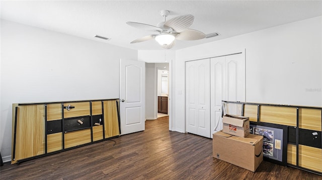 8804 Founders Cir, Palmetto, FL 34221 - bedroom with wood finished floors, a closet, and ceiling fan