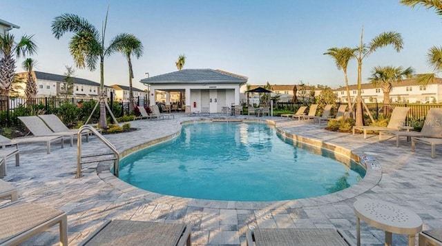8689 Daybreak St, Sarasota, FL 34241 - community pool featuring a patio and a residential view