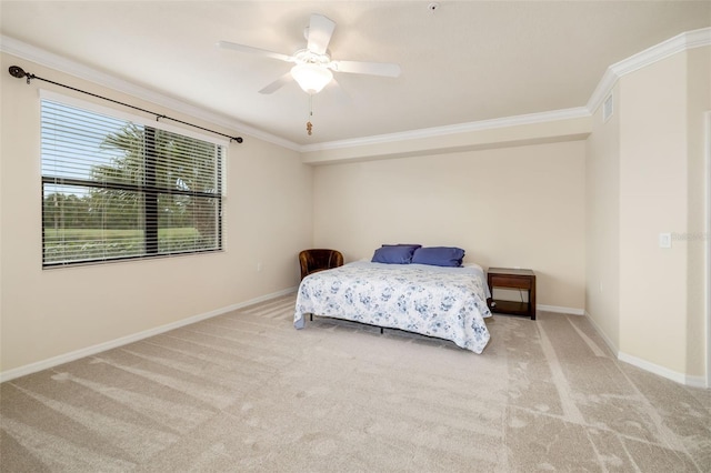 6923 Grand Estuary Trl Unit 101, Bradenton, FL 34212 - carpeted bedroom with crown molding and a ceiling fan