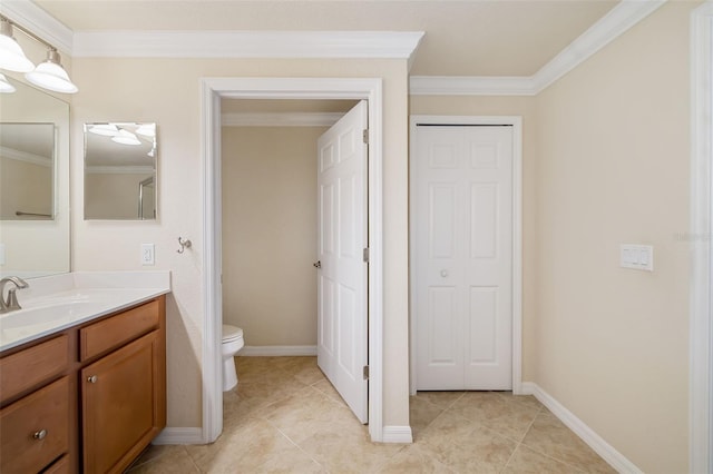 6923 Grand Estuary Trl Unit 101, Bradenton, FL 34212 - bathroom with vanity, ornamental molding, and tile patterned floors