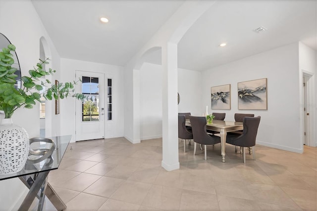 15344 Serene Shores Loop, Lakewood Ranch, FL 34211 - foyer entrance featuring arched walkways, light tile patterned flooring, and recessed lighting