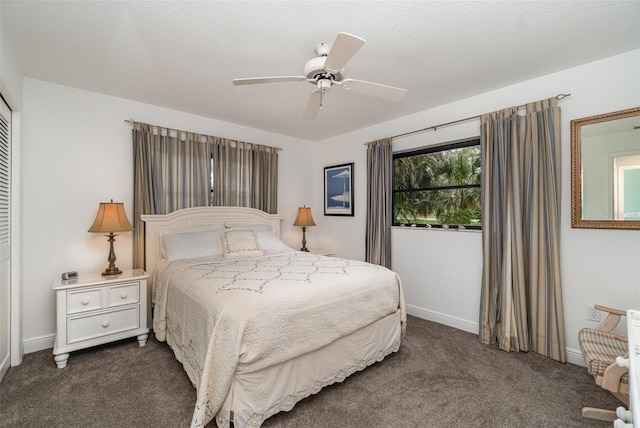 4353 Indian Point Trl, Sarasota, FL 34238 - bedroom with dark carpet and a ceiling fan