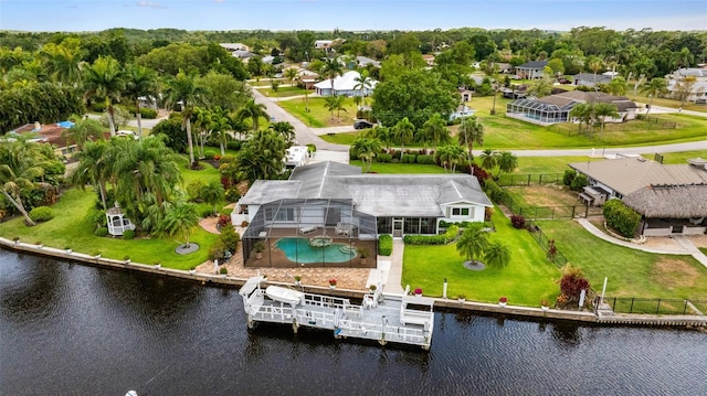 14544 Riverside Dr, Fort Myers, FL 33905 - aerial perspective of suburban area with a nearby body of water and a pool