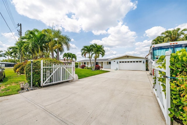 14544 Riverside Dr, Fort Myers, FL 33905 - ranch-style home featuring driveway, a garage, and a gate