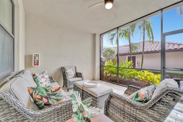 5528 Palmer Cir Unit 104, Bradenton, FL 34211 - sunroom featuring healthy amount of natural light and ceiling fan