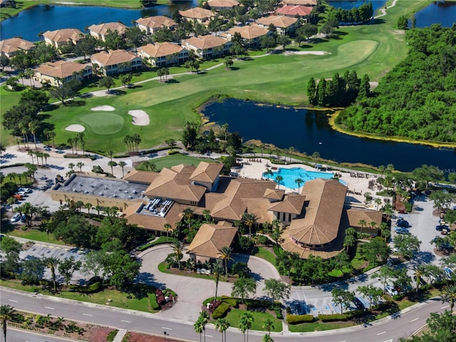305 Siena Vista Pl, Sun City Center, FL 33573 - aerial view of property's location featuring a nearby body of water, a local golf course, and nearby suburban area