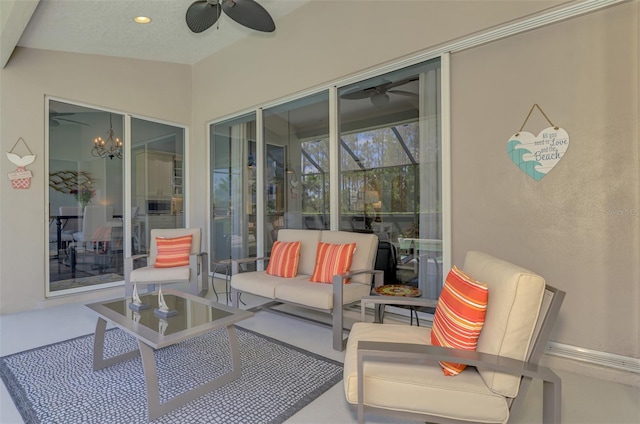 7302 Dunes Ct, Bradenton, FL 34202 - view of patio / terrace with ceiling fan and an outdoor living space