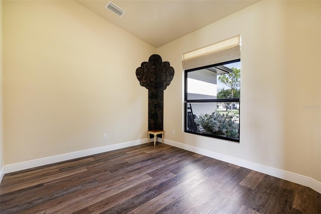 16630 Willow Point Ct, Alva, FL 33920 - empty room with dark wood-style floors, baseboards, and lofted ceiling