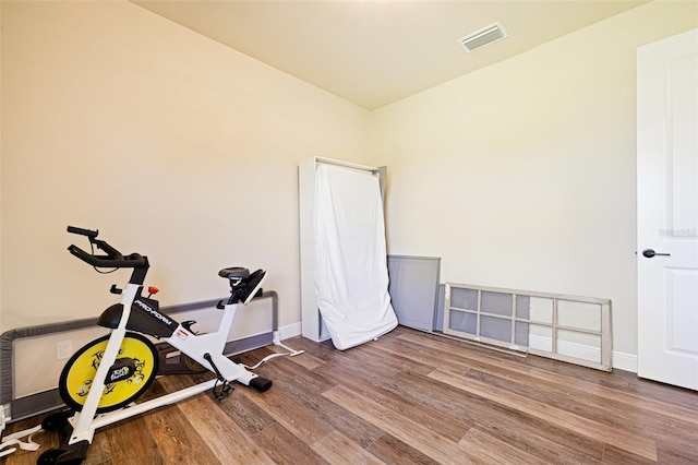 16630 Willow Point Ct, Alva, FL 33920 - exercise room featuring wood finished floors and baseboards
