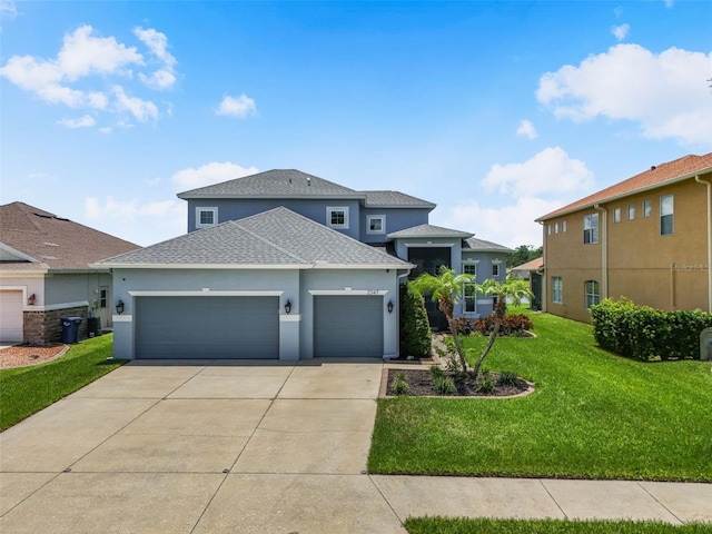 2347 123rd Pl E, Parrish, FL 34219 - prairie-style home with roof with shingles, an attached garage, stucco siding, and driveway