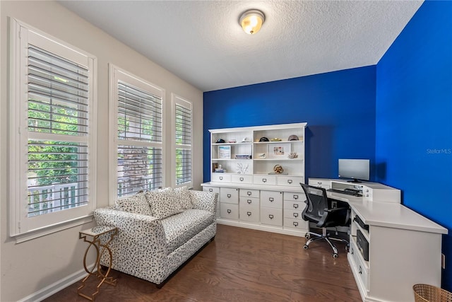 11434 Spring Gate Trl, Bradenton, FL 34211 - home office featuring dark wood-style flooring and a textured ceiling