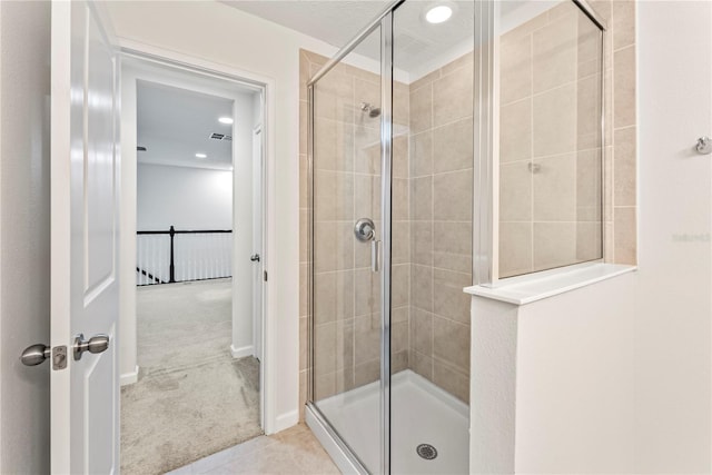 11434 Spring Gate Trl, Bradenton, FL 34211 - full bathroom featuring a shower stall, recessed lighting, and tile patterned floors
