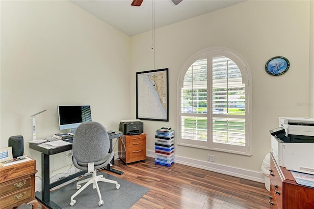 208 147th St NE, Bradenton, FL 34212 - office space featuring wood finished floors and a ceiling fan