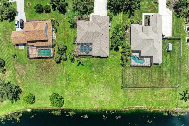 208 147th St NE, Bradenton, FL 34212 - drone / aerial view of a pool and a large body of water