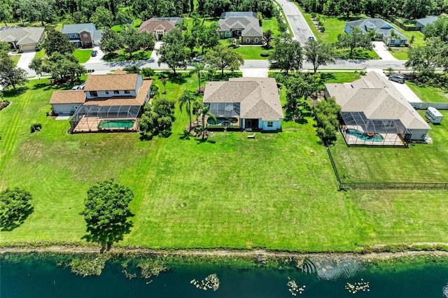 208 147th St NE, Bradenton, FL 34212 - aerial perspective of suburban area featuring a large body of water and a pool area