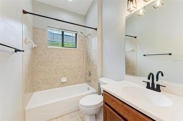 6423 Royal Tern Cir, Lakewood Ranch, FL 34202 - bathroom with bathing tub / shower combination, vanity, and tile patterned flooring
