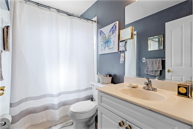 3760 Gloxinia Dr, North Fort Myers, FL 33917 - bathroom featuring vanity, toilet, and a shower with shower curtain