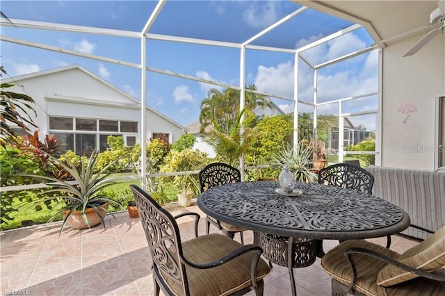 3760 Gloxinia Dr, North Fort Myers, FL 33917 - sunroom with a ceiling fan and outdoor dining space