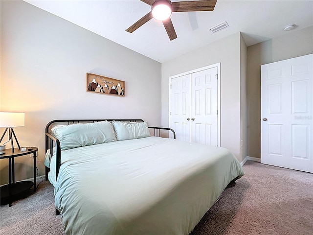 12832 Oak Hill Way, Parrish, FL 34219 - carpeted bedroom featuring a closet and ceiling fan
