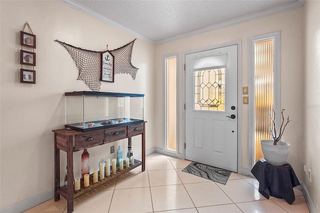 20 Idle Sands Dr, Venice, FL 34293 - foyer entrance with ornamental molding, tile patterned flooring, healthy amount of natural light, and a textured ceiling