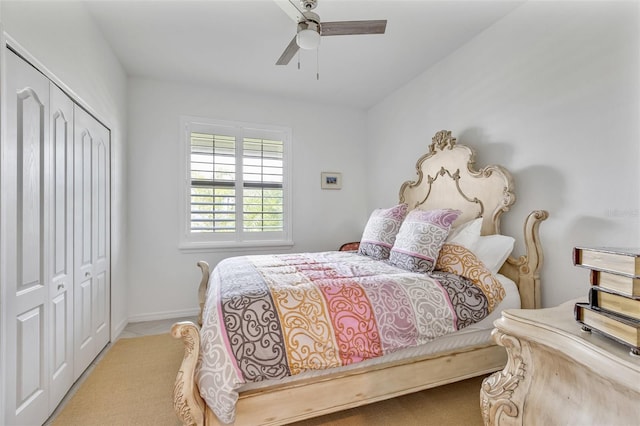 6507 Clairborne Ln, Bradenton, FL 34211 - bedroom featuring a closet and ceiling fan