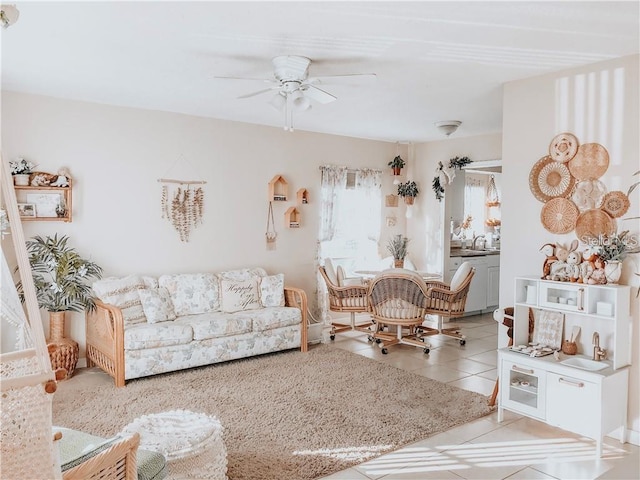 6004/6014 Deming Ave, North Port, FL 34287 - living room featuring ceiling fan and tile patterned floors