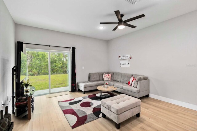 9417 Agate St, Port Charlotte, FL 33981 - living area with wood finished floors, ceiling fan, baseboards, and recessed lighting