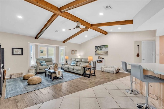 1461 Marlin St, Nokomis, FL 34275 - living area featuring wood finished floors, recessed lighting, and a ceiling fan