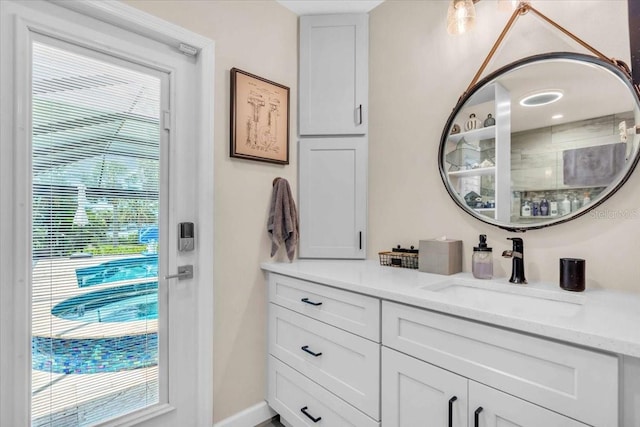 1461 Marlin St, Nokomis, FL 34275 - bathroom with vanity, healthy amount of natural light, and a tile shower