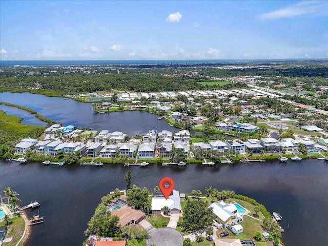 1461 Marlin St, Nokomis, FL 34275 - aerial overview of property's location featuring a large body of water and nearby suburban area