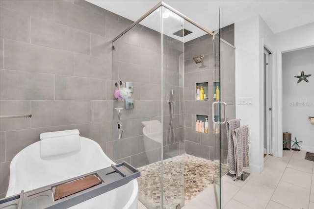 1461 Marlin St, Nokomis, FL 34275 - bathroom with a shower stall and tile patterned flooring