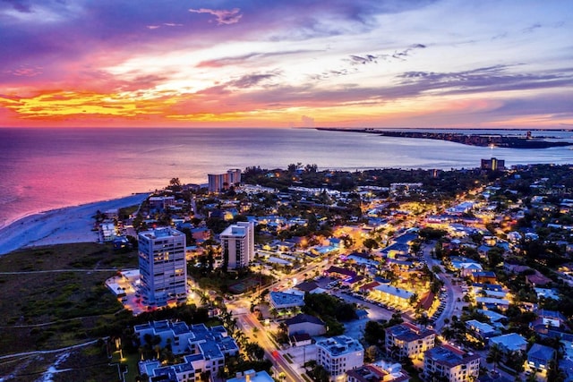 5600 Beach Way Dr Unit 315, Sarasota, FL 34242 - aerial view of property's location with a large body of water and nearby urban area