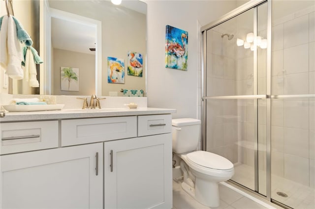 4540 Terrazza Ct, Bradenton, FL 34211 - full bath with vanity, a shower stall, and tile patterned flooring