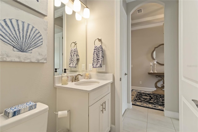 4540 Terrazza Ct, Bradenton, FL 34211 - half bath featuring vanity and tile patterned flooring