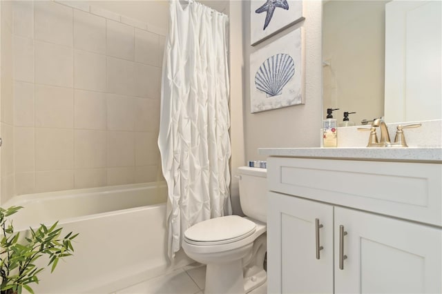 4540 Terrazza Ct, Bradenton, FL 34211 - bathroom featuring vanity, shower / bath combination with curtain, and tile patterned floors