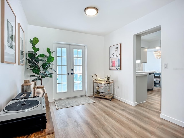 912 Ponderosa Pine Ln, Sarasota, FL 34243 - doorway featuring light wood finished floors, french doors, and plenty of natural light
